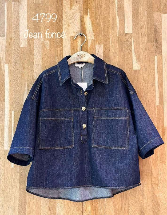 Chemisier manches courtes en denim Ycoo Paris