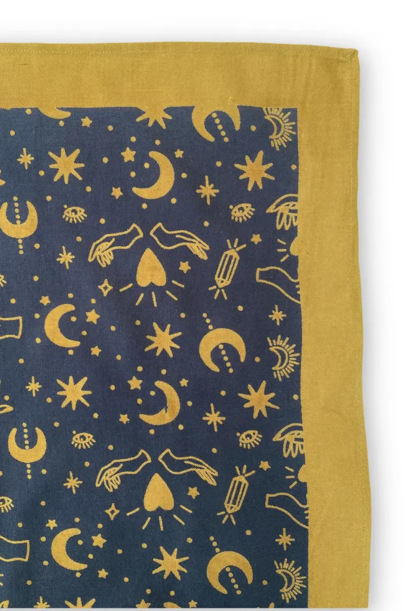 Miniaturbild: Grand foulard KARMA bleu et moutarde