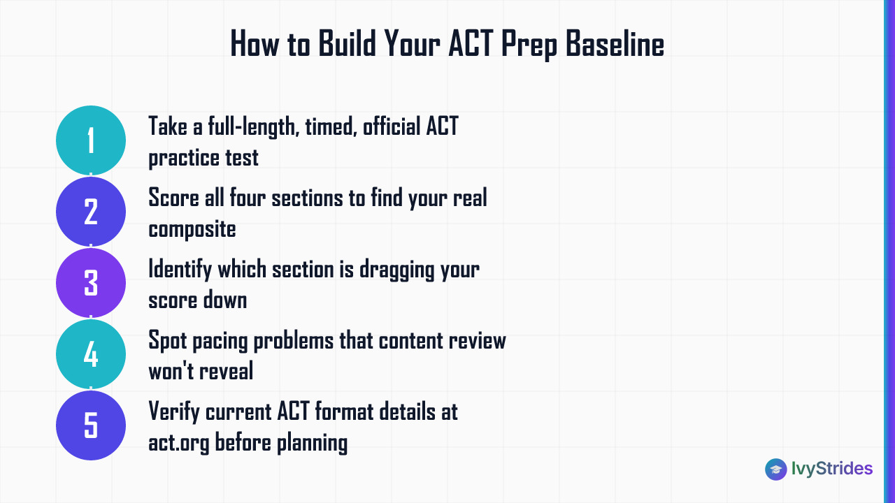 5-step process for establishing an ACT diagnostic baseline before choosing a prep path