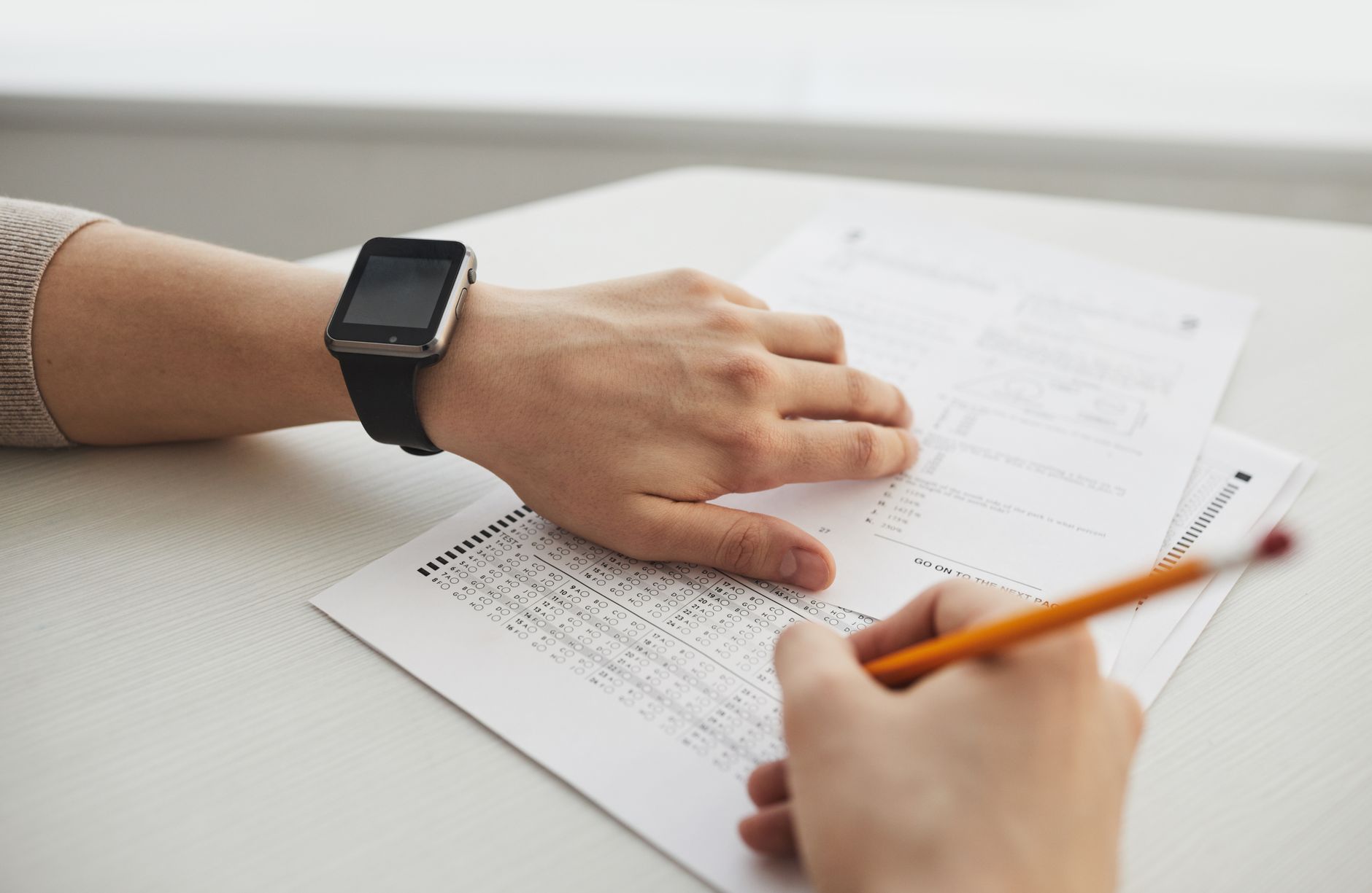 Student taking a timed practice test on a laptop