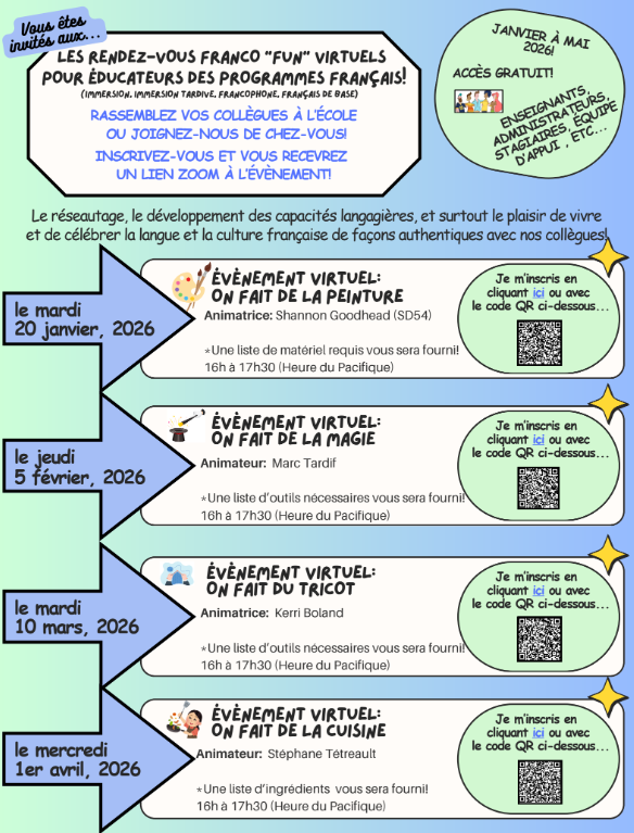 Ensemble en ligne : des évènements Franco"Fun" virtuels et gratuits pour les enseignants de la C.-B.!