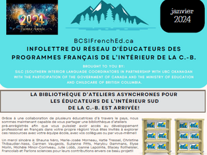 BC's Southern Interior French Educator Network January 2024 Newsletter/ Infolettre du mois de janvier 2024