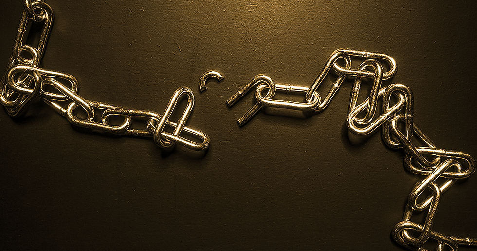 chain breaking on a blank background