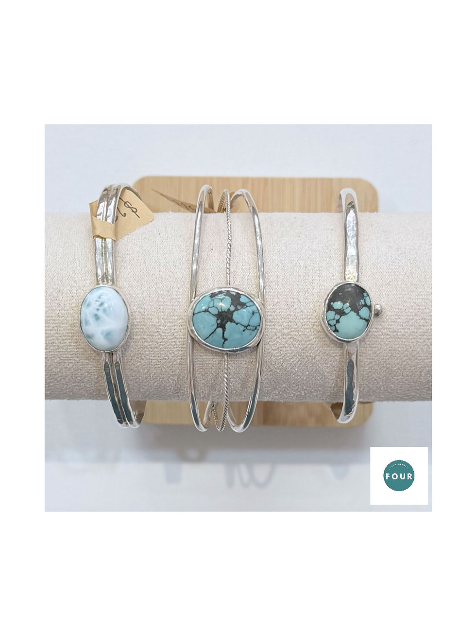 Thumbnail: Silver semi precious cuffs.