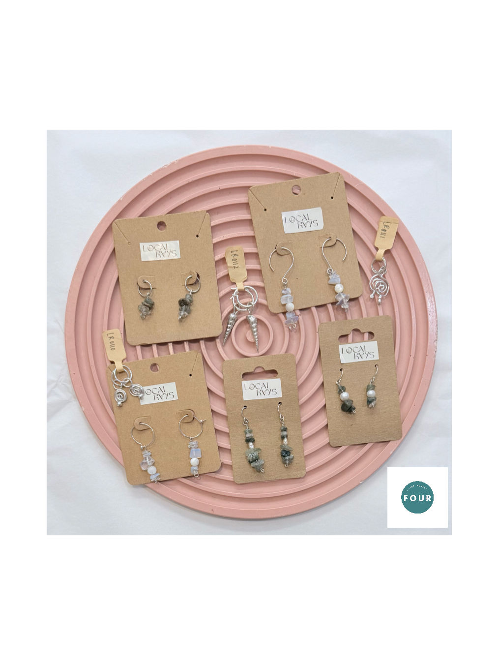 Silver semi precious earrings.