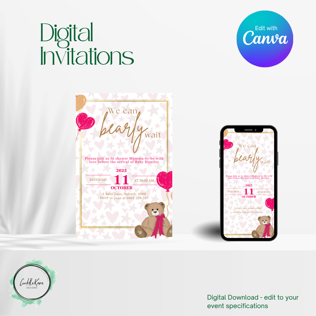 We Can Bearly Wait Baby Shower Invite