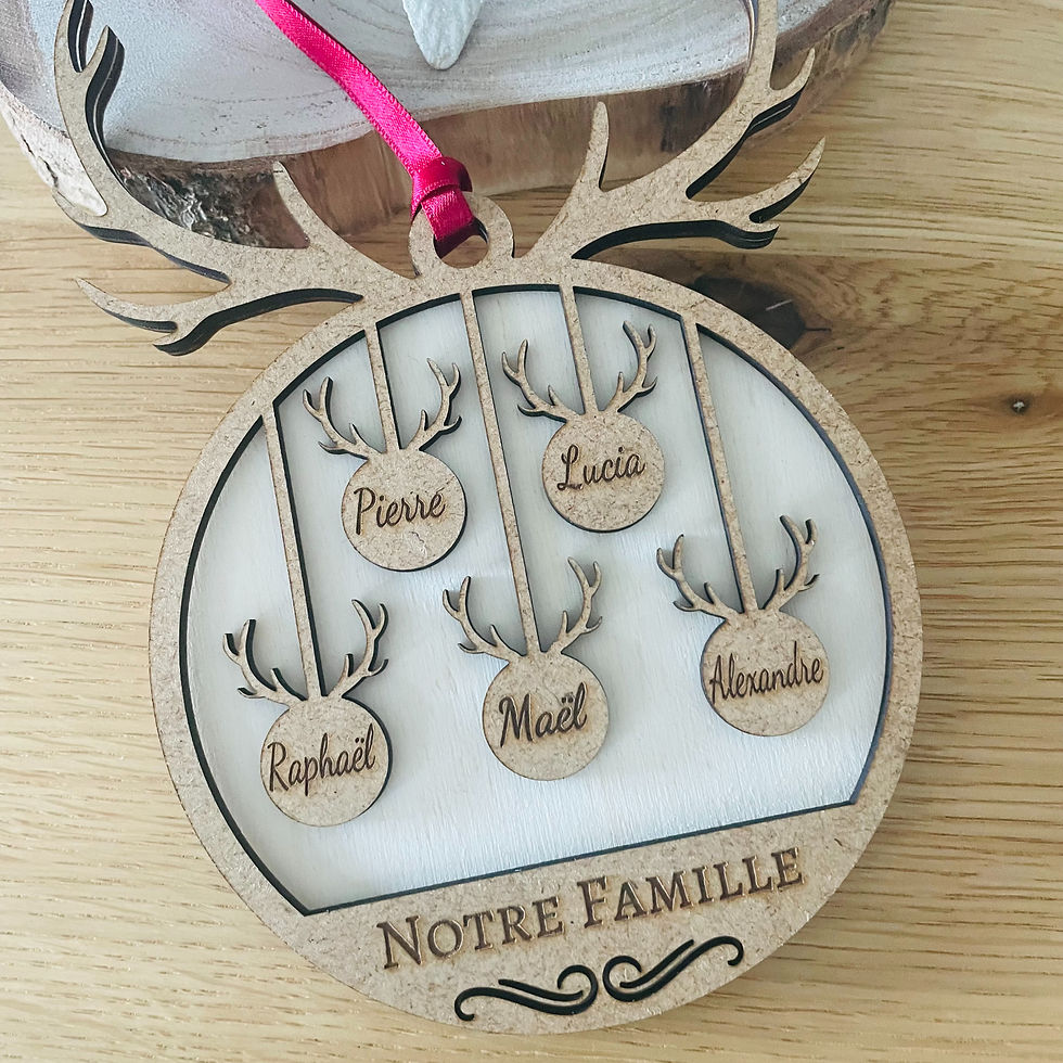 Miniature : Boule de Noël Famille en bois