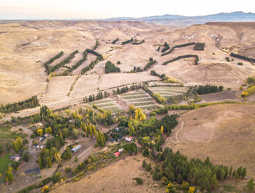 Eagle's eye view of Rinconada Lodge. Located on national route 40. Chapelco airport is 40 minutes from the lodge, and Bariloche airport is an average