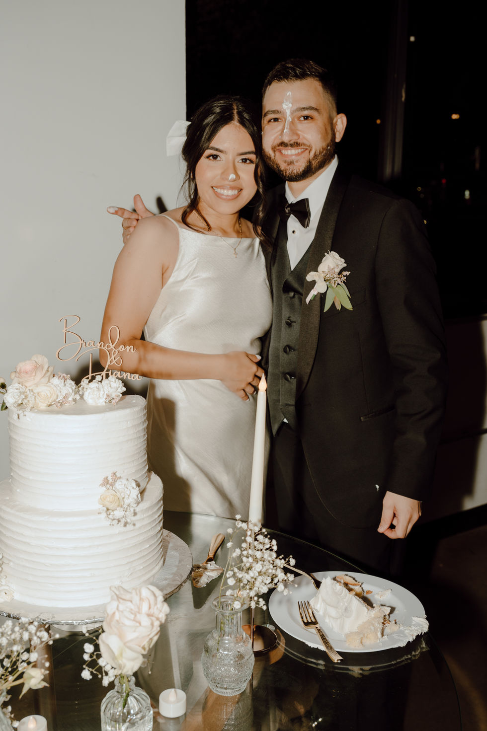 Couple Bride and Groom Cutting Wedding Cake at Inclusion Coffee Arlington Texas near Dallas Fort Worth