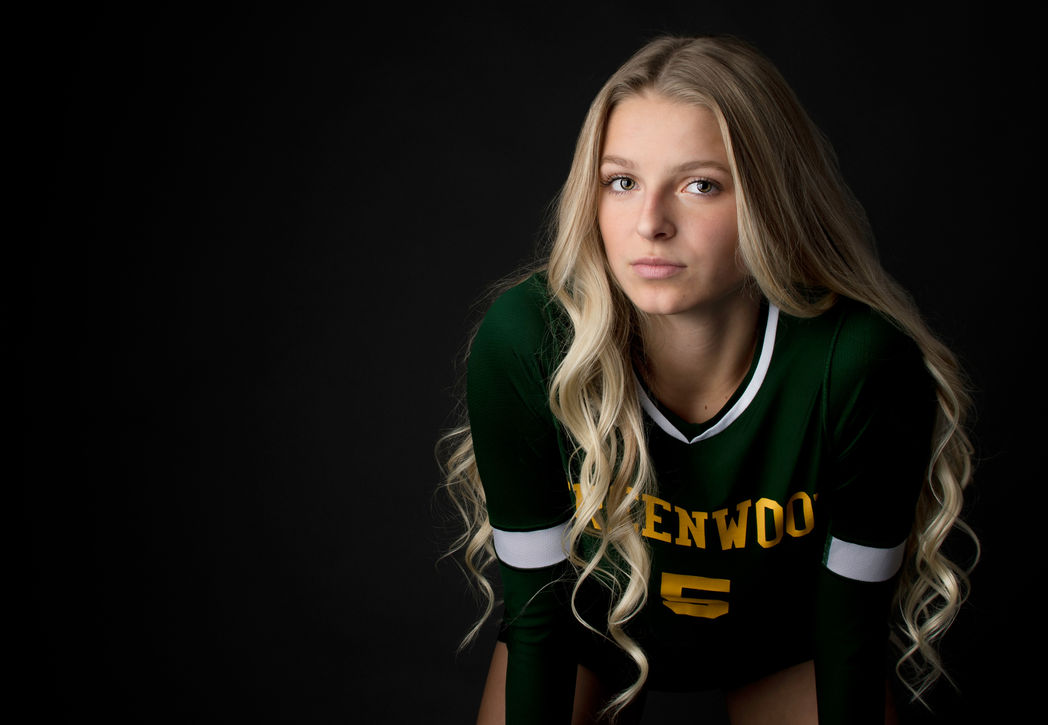 Girl's volleyball player in studio by Patty Haessig Photography. Photographing in Greenwood, Indiana, Center Grove, Whiteland, Franklin