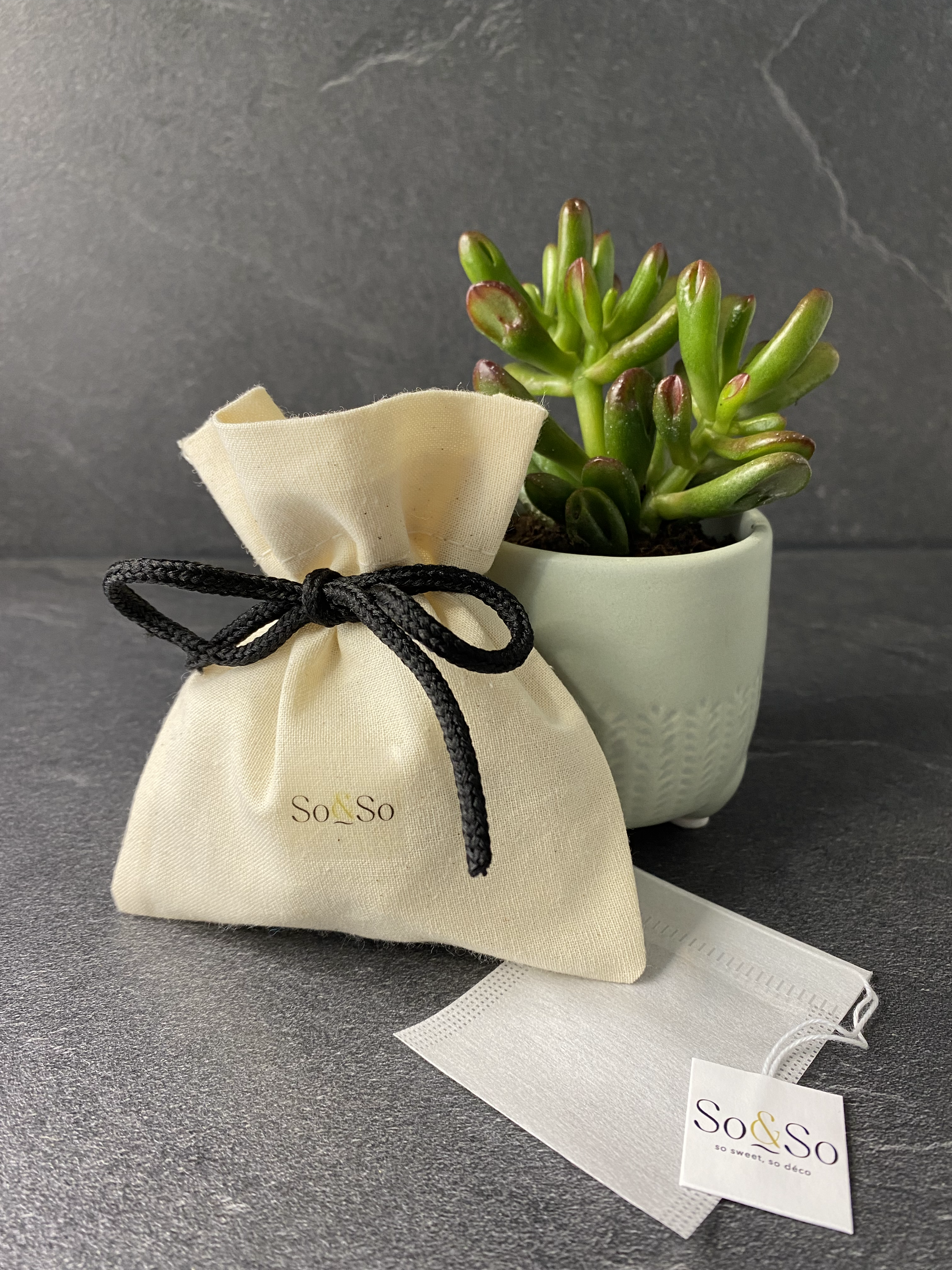 Sachet toile de jute avec des sachets de thés vides - So&So