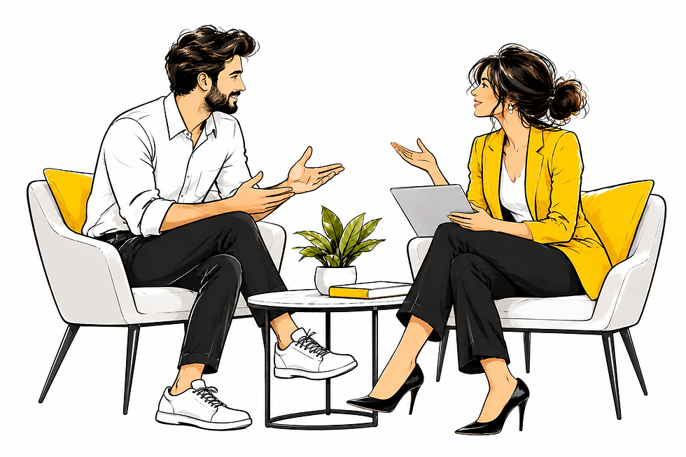 Recruitment consultant and professional having a conversation