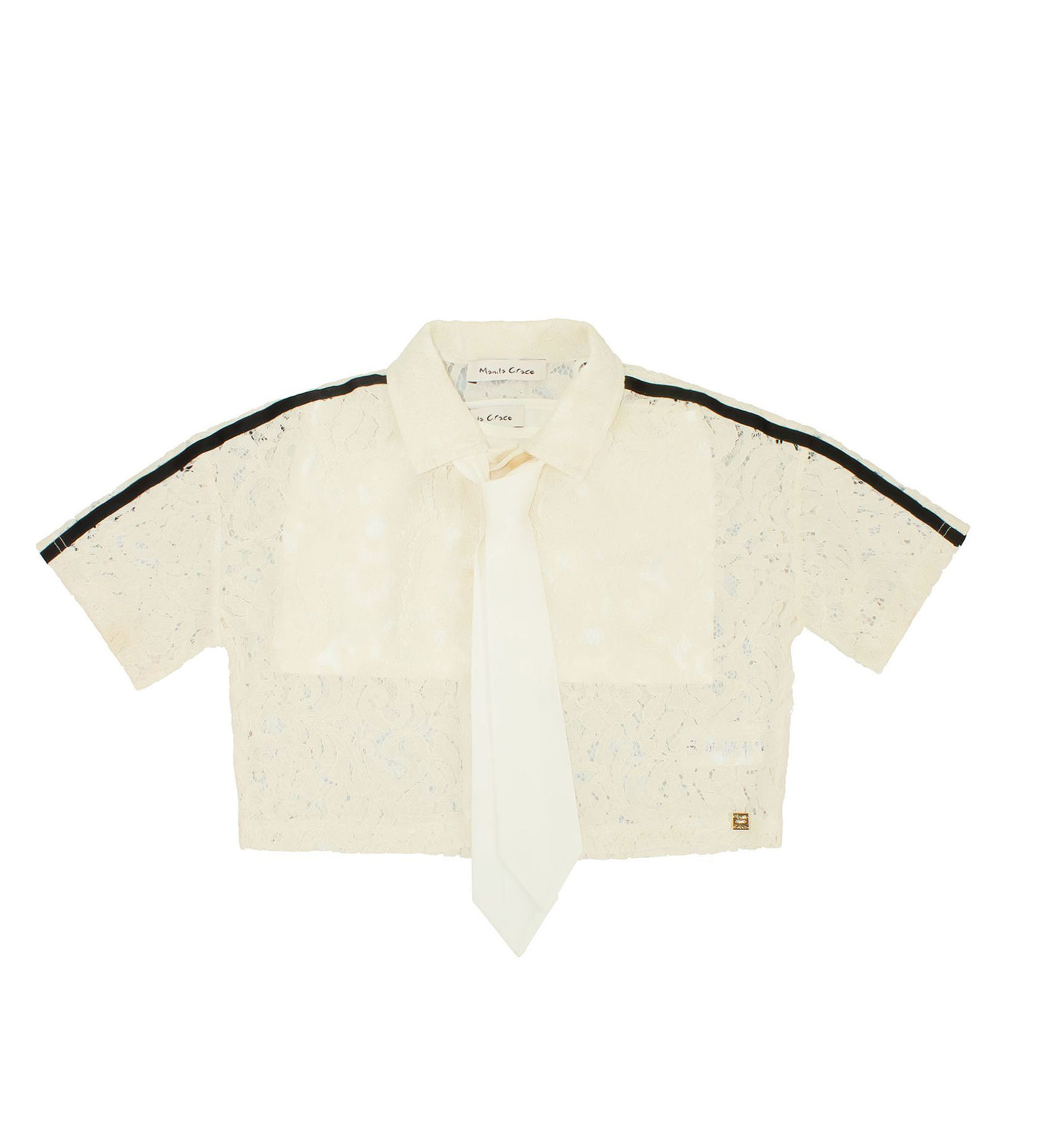 MANILA GRACE CAMICIA IN PIZZO CON CRAVATTA Art. M3242SS26