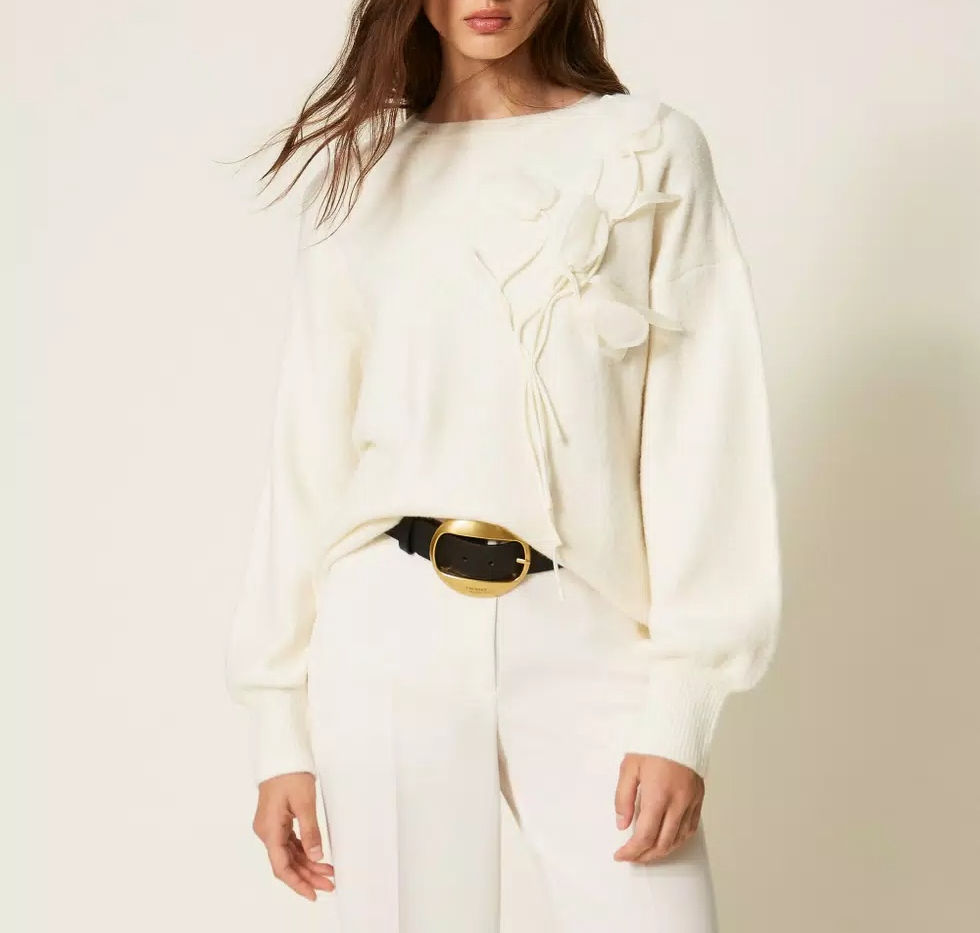 Thumbnail: TWINSET MAGLIA CON RAMAGE FLOREALE IN ORGANZA Art. 262AT3070