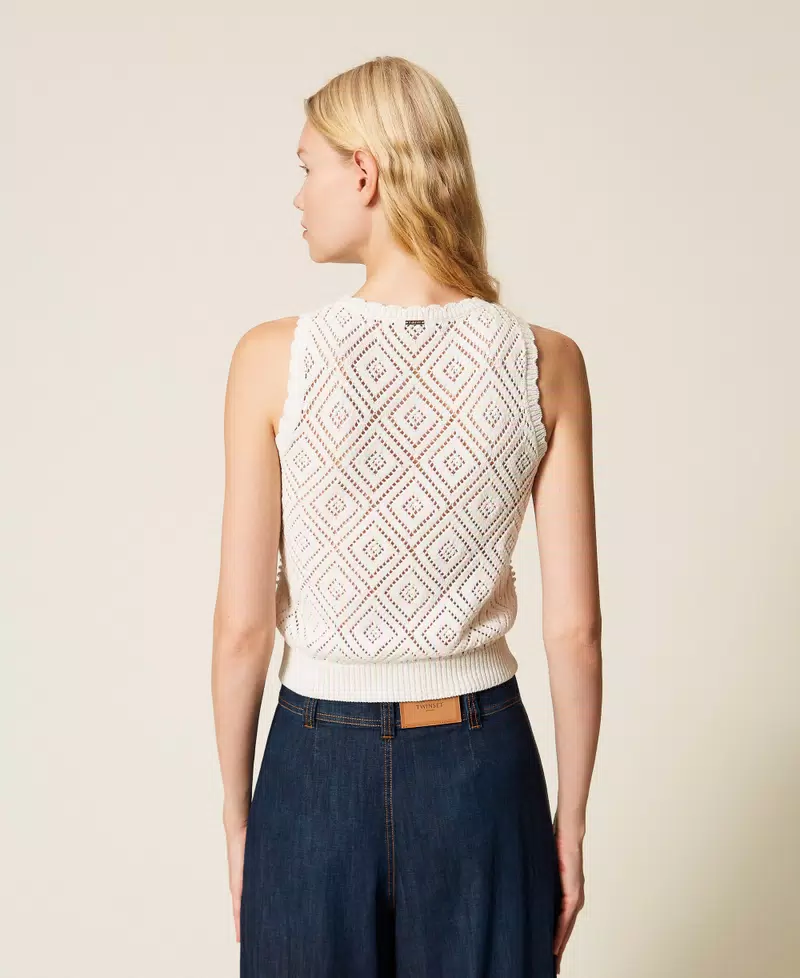 Thumbnail: TWINSET TOP IN MAGLIA A LOSANGHE CON PERLE Art. 261TP3202