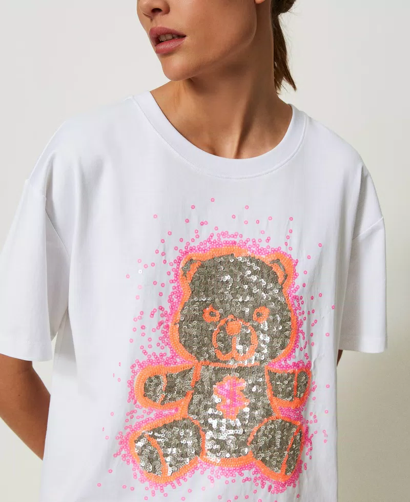 Thumbnail: TWINSET T-SHIRT OVER MYFO CON GRAFICA E PAILLETTES Art. 241AQ2190