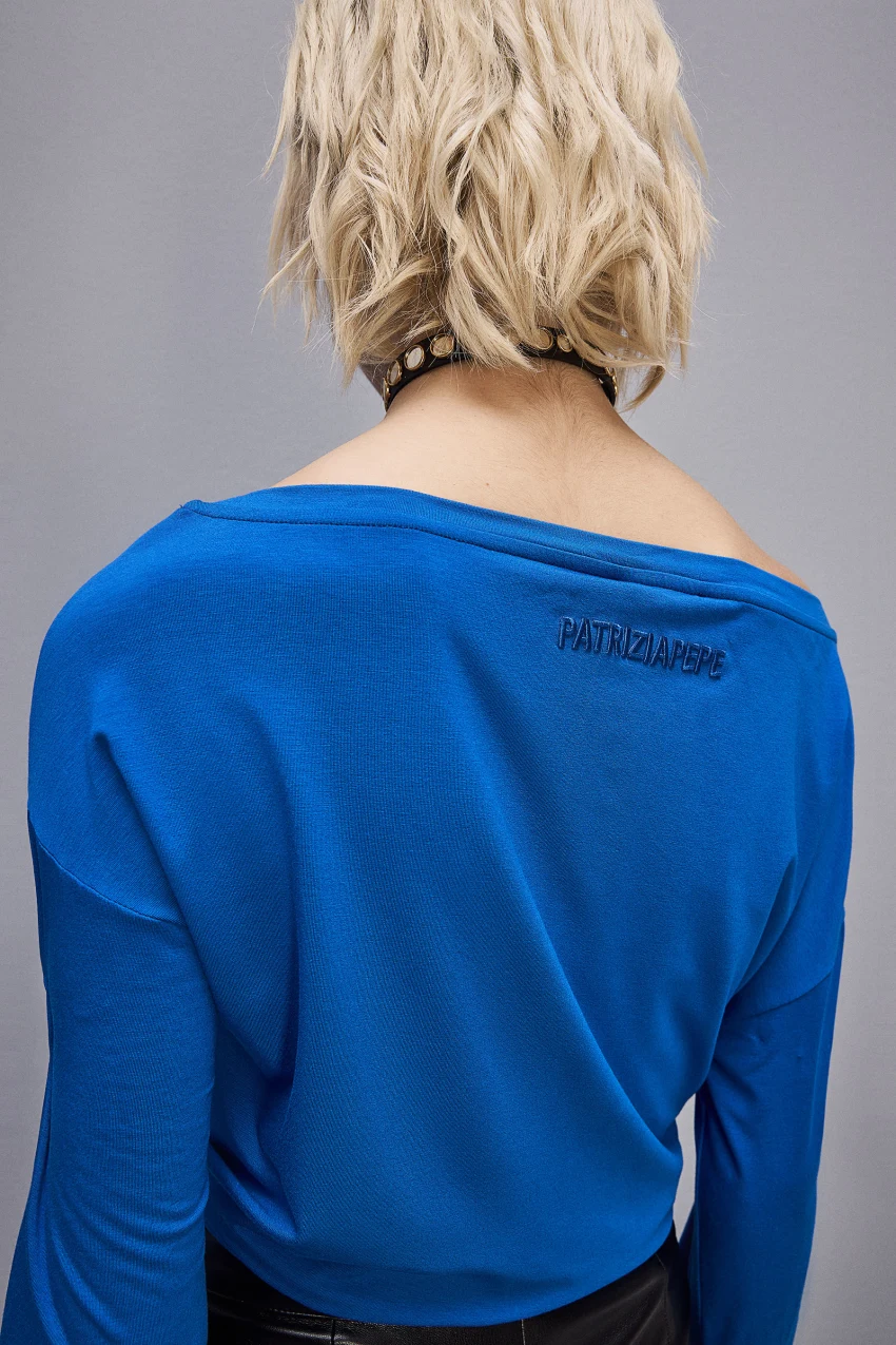 Thumbnail: PATRIZIA PEPE T-SHIRT JERSEY CON SPALLA SCESA Art. 8M1575J013