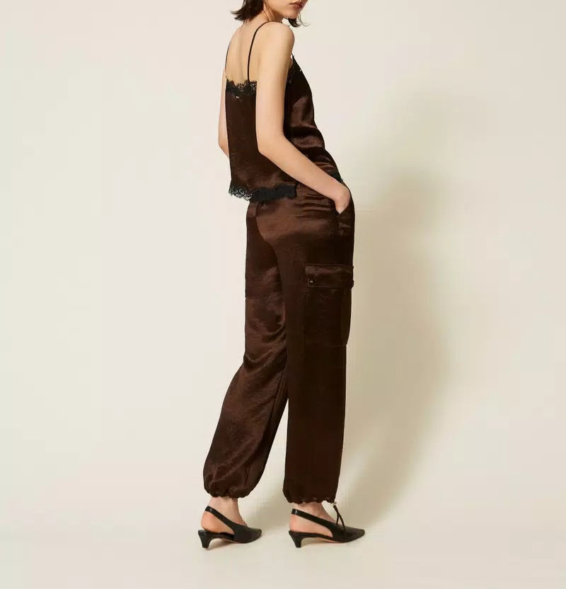Thumbnail: TWINSET PANTALONI CARGO IN RASO FROISSE Art. 262TP2101