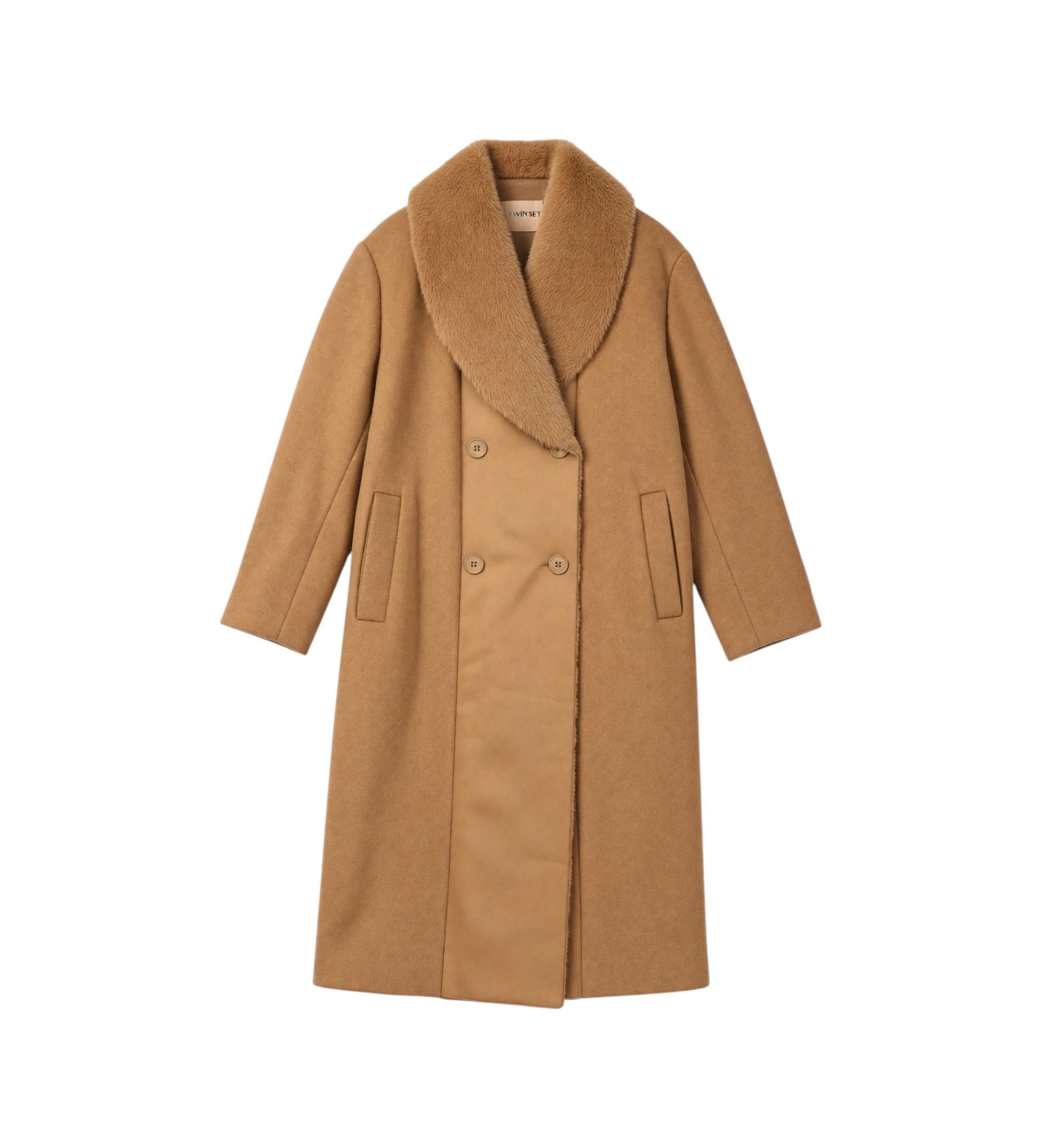 TWINSET CAPPOTTO IN PANNO MISTO LANA CON SPALMATURA Art. 262TT2190