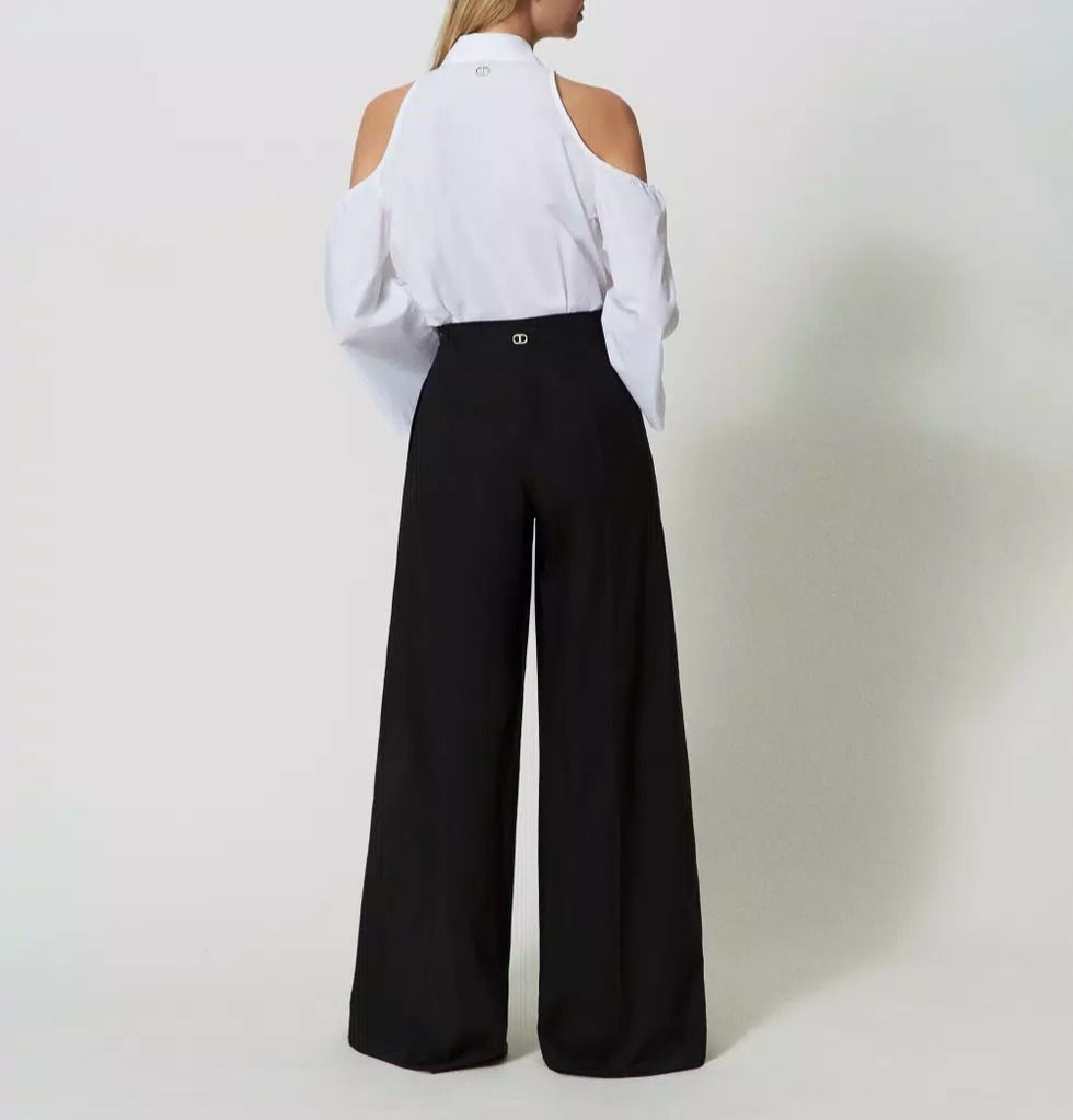 Miniatura: TWINSET PANTALONE WIDE LEG IN POPELINE STRETCH Art. 241TF2012