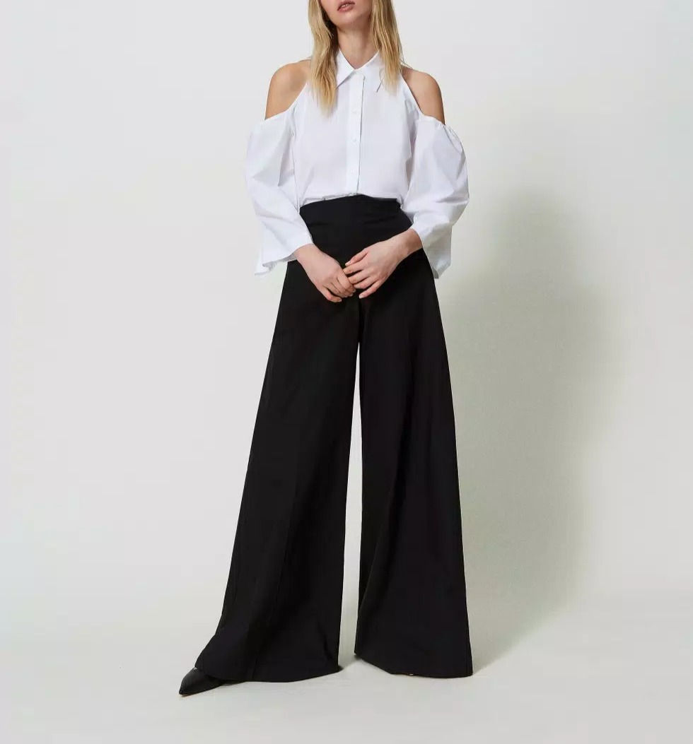 Miniatura: TWINSET PANTALONE WIDE LEG IN POPELINE STRETCH Art. 241TF2012