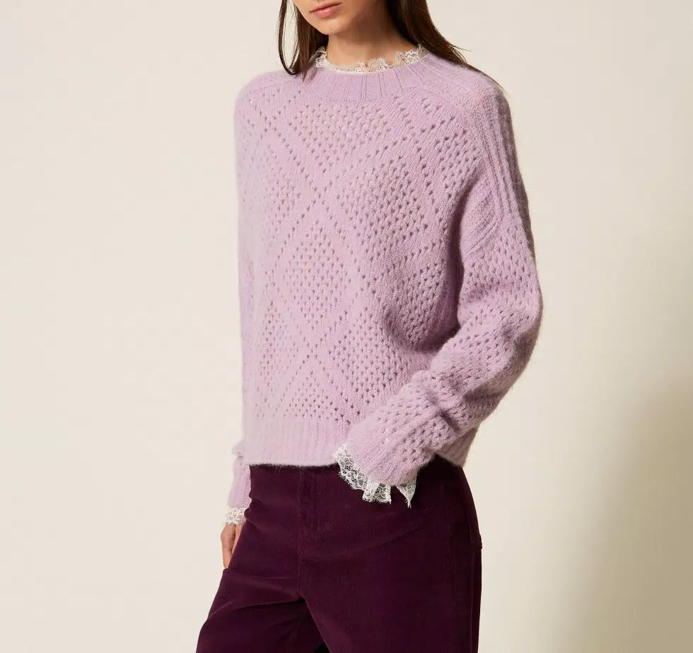 Miniatura: TWINSET MAGLIA IN MISTO ALPACA A LOSANGHE Art. 252TT3135