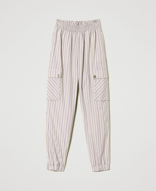TWINSET PANTALONE CARGO IN POPELINE A RIGHE Art. 231TP2156
