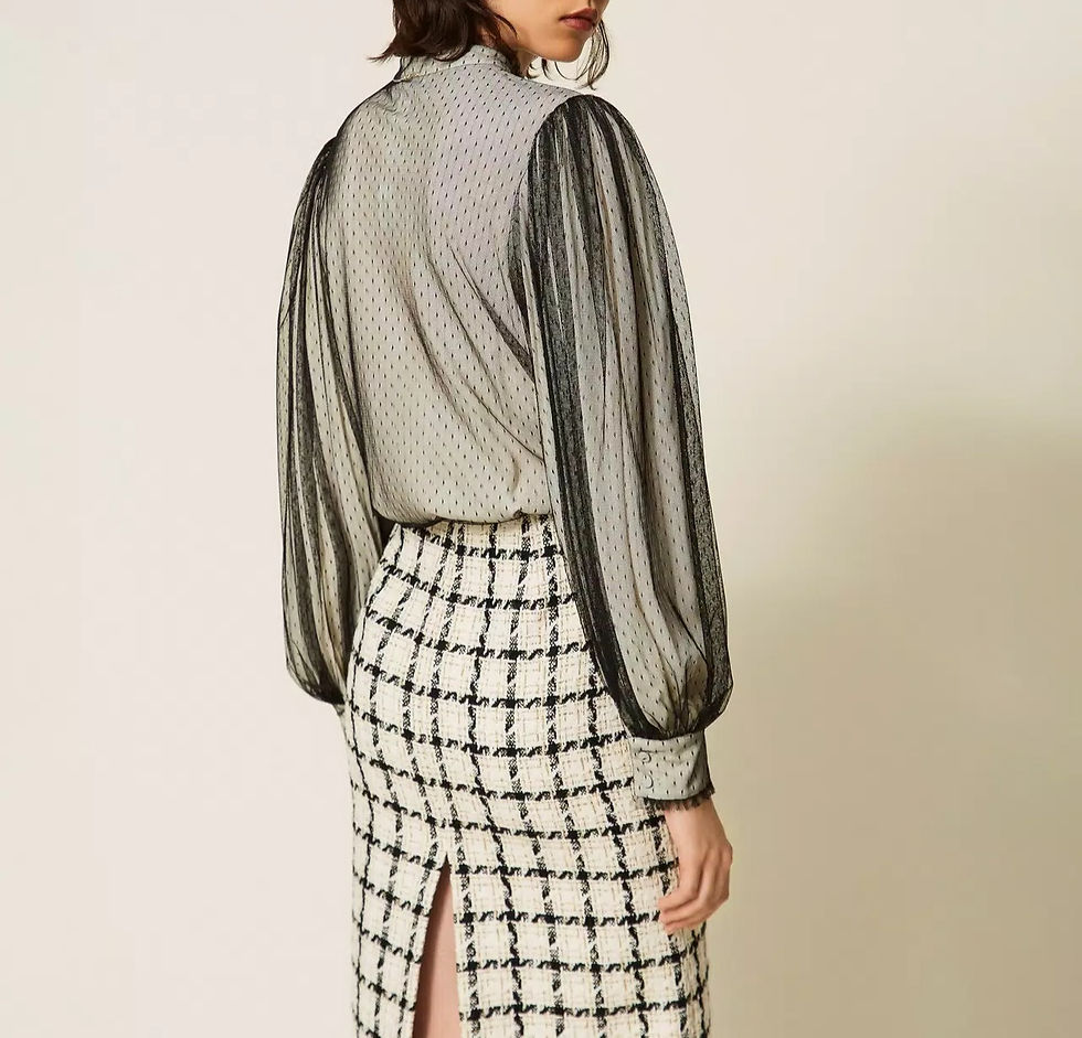 Thumbnail: TWINSET CAMICIA IN CREPE DI CHINE E TULLE PLUMETIS Art. 262TP2210