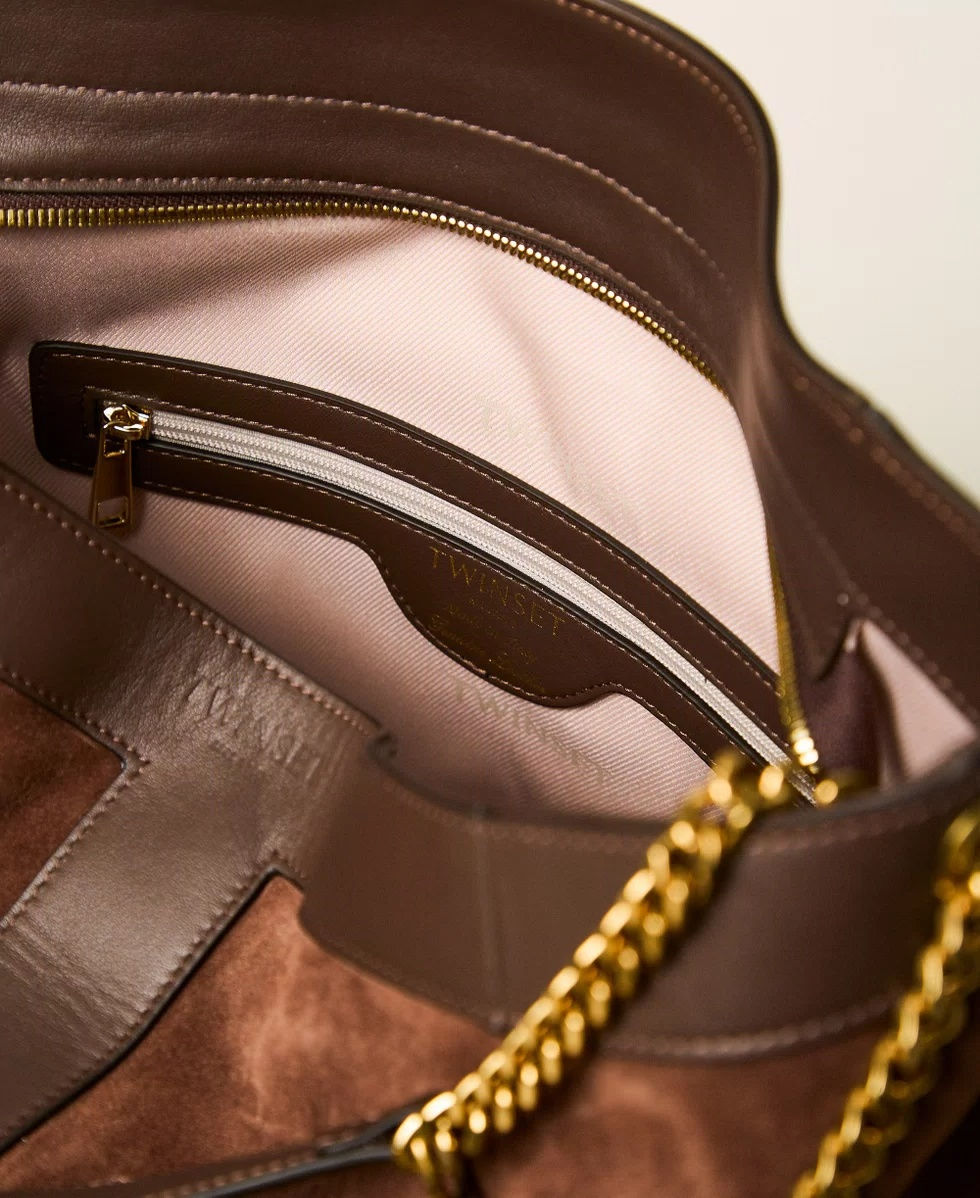 Miniatura: TWINSET BORSA HOBO IN SUEDE CON LOGO Art. 262TD8160