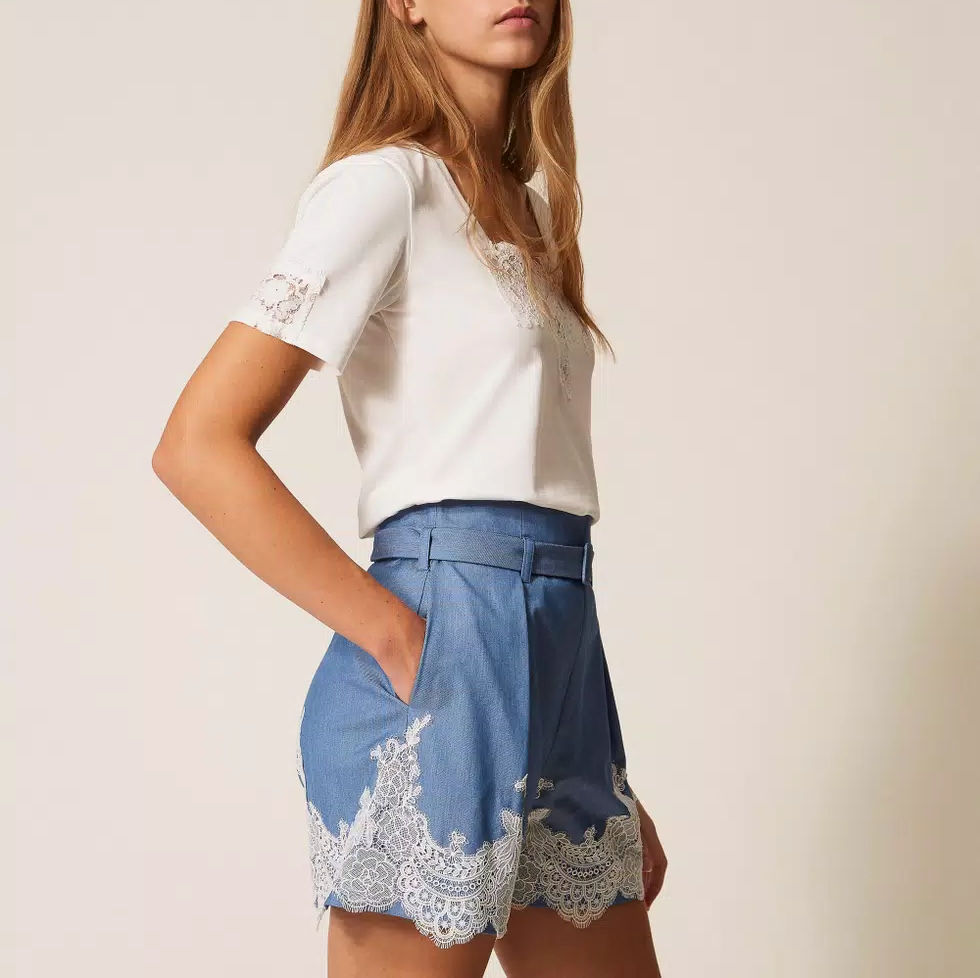 Miniatura: TWINSET T-SHIRT CON INTARSIO IN PIZZO Art. 261AP2310