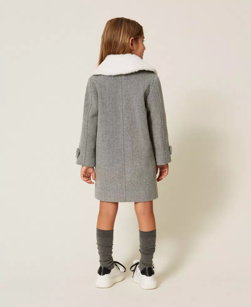 Thumbnail: TWINSET CAPPOTTO BABY IN PANNO CON COLLO IN FAUX FUR Art. 262GB2010