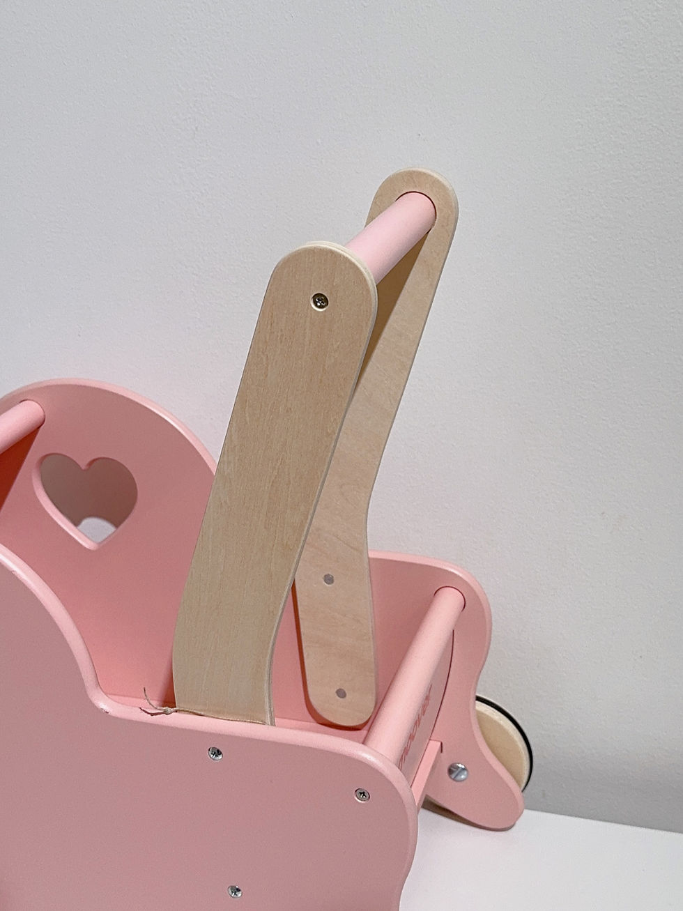 Thumbnail: Pink Heart Wooden Doll Pram