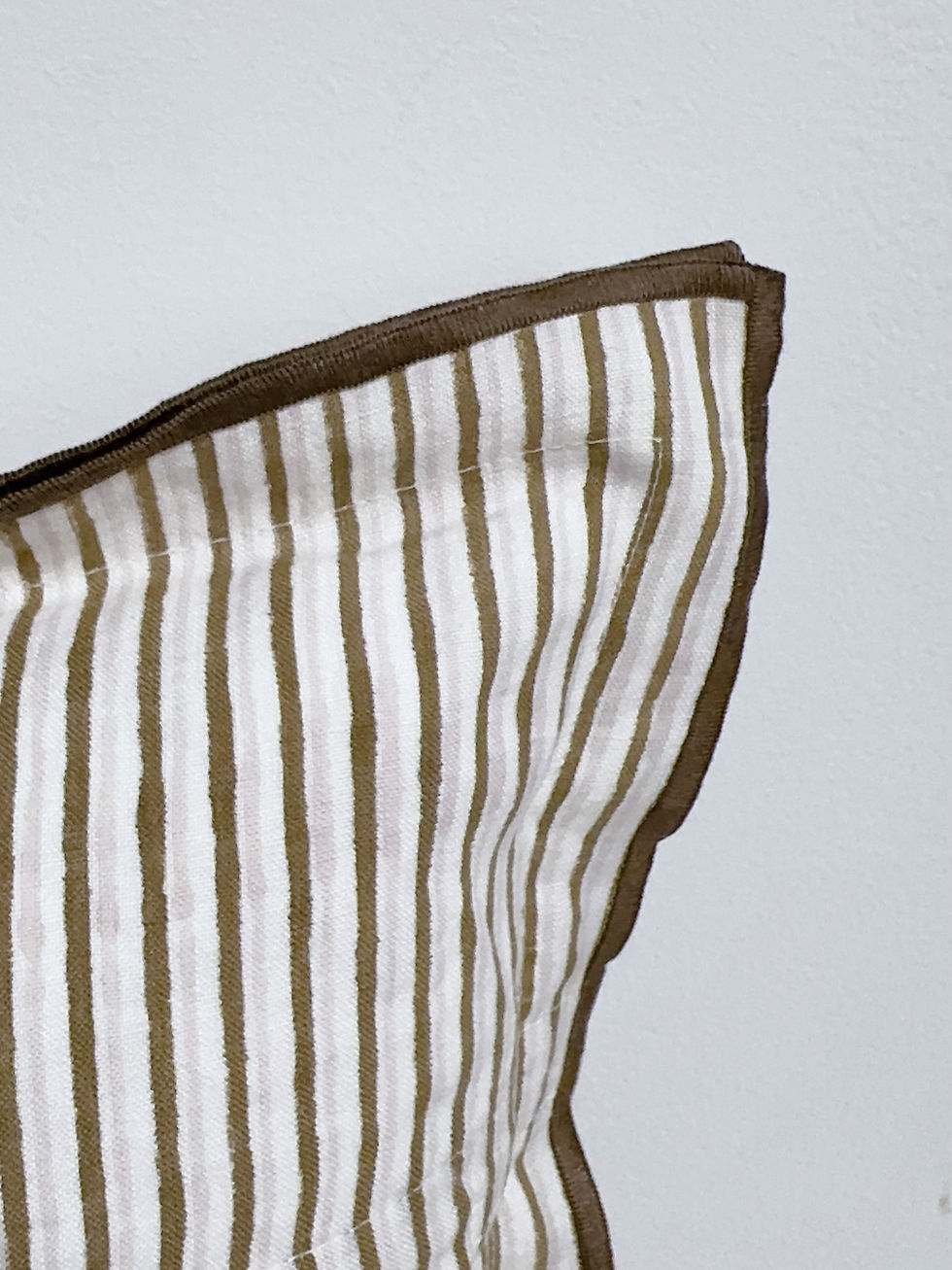 Thumbnail: Reversible Blush Pink Garden/Stripe Linen Cushion
