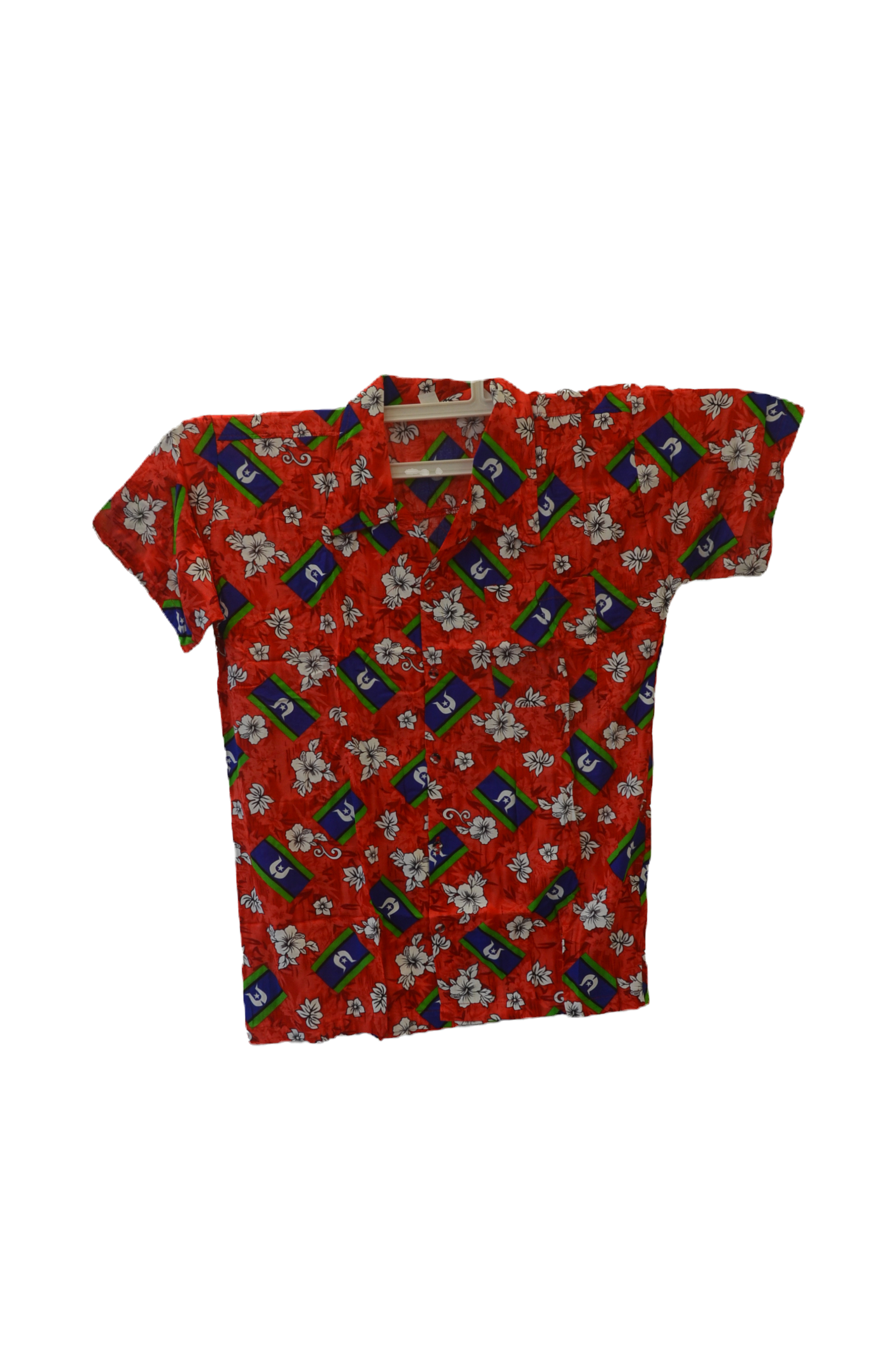 Mens Hawaiian Shirt Red Torres Strait Flag