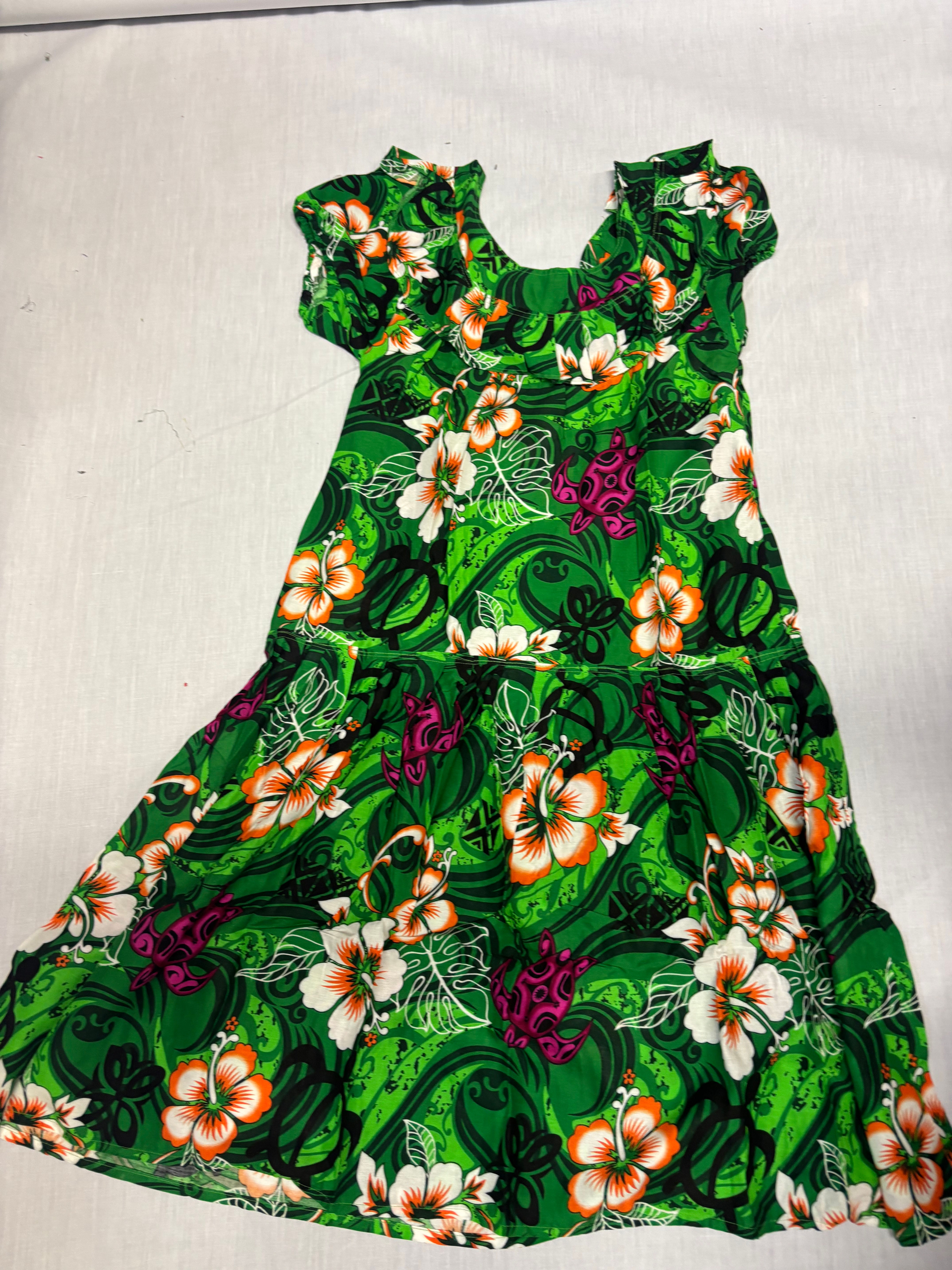 Torres Strait Islander Dress green pink turtle