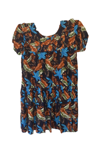 Islander Fronds Blue A-Line Dress with Cap Sleeves main image 0