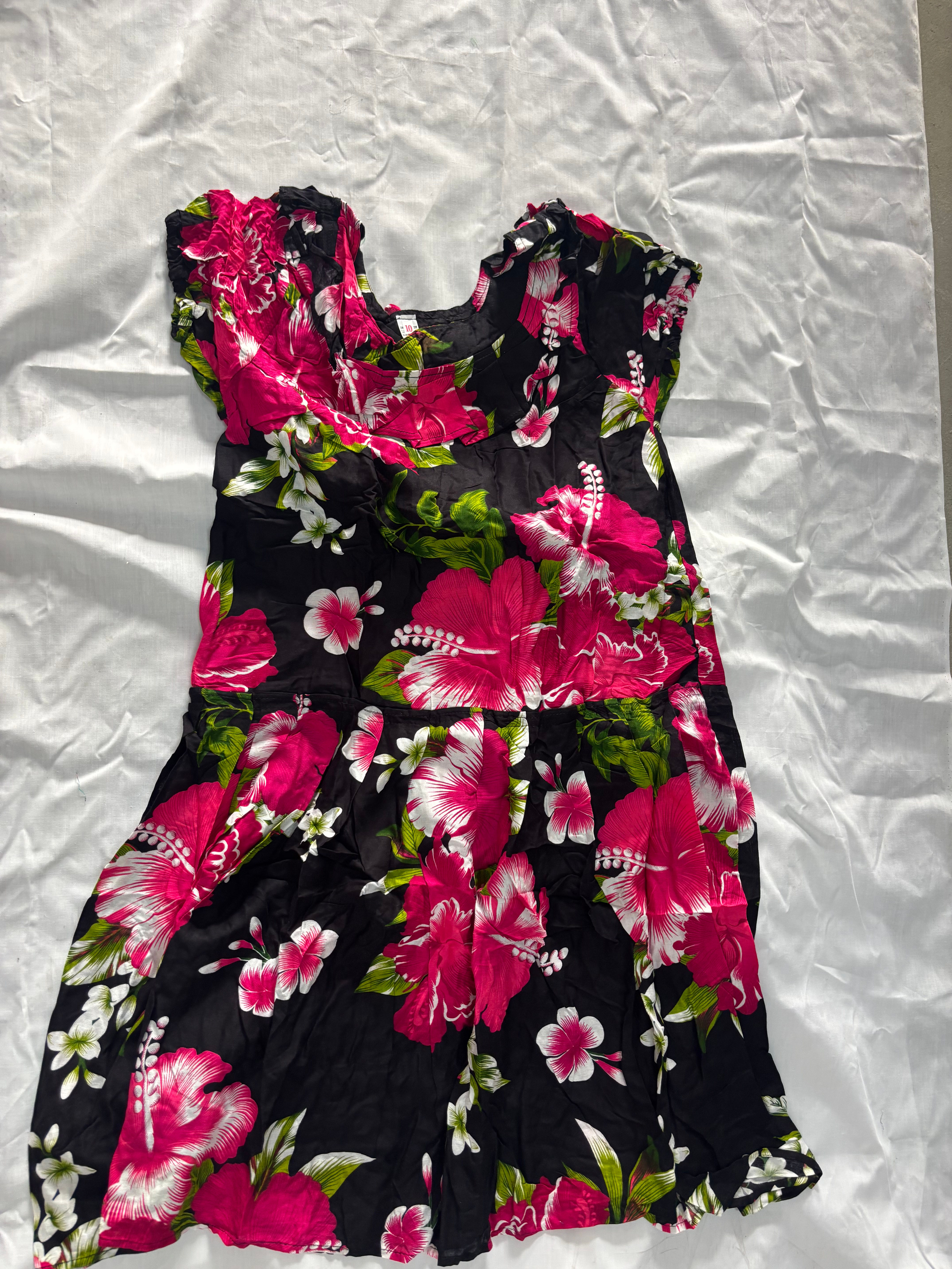 Torres Strait Islander dress black pink flowers