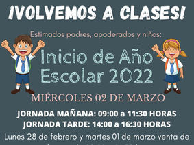 ¡Volvemos a clases! Este miércoles 2 de marzo comienza el año escolar 2022