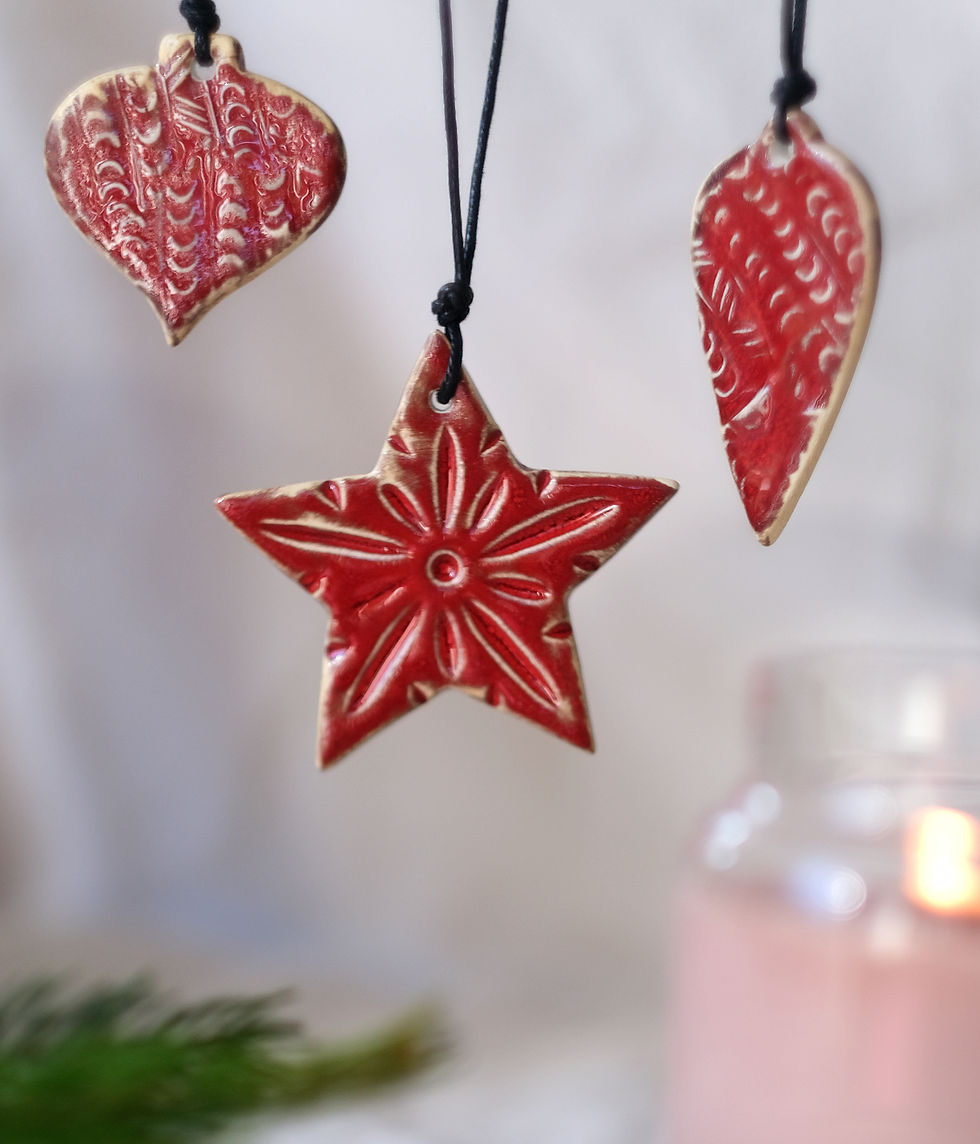 Сет Коледни играчки в червено 3бр