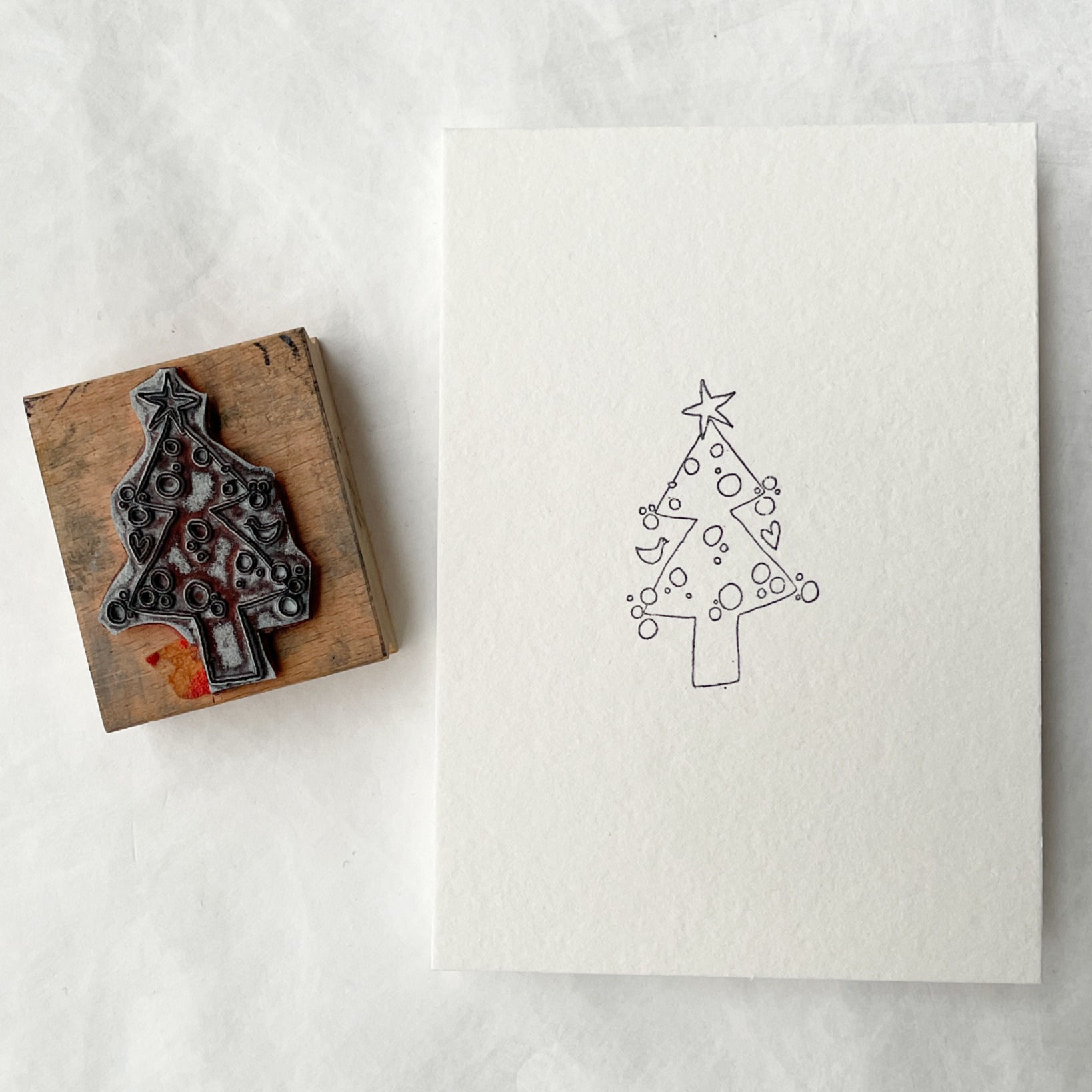 kerst stempel 'versierde kerstboom'
