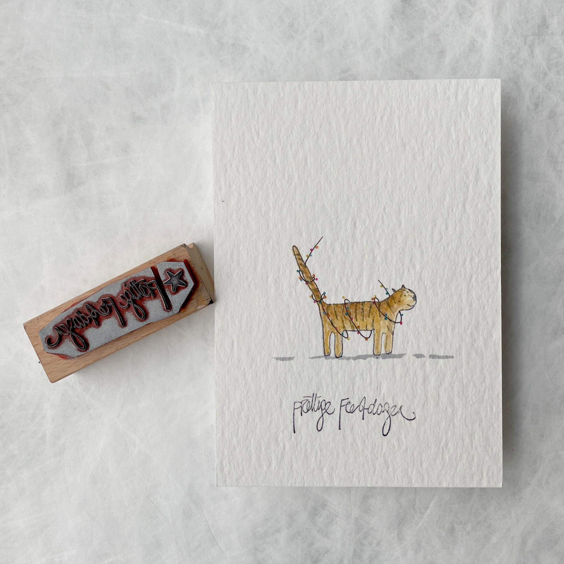 kerst . stempel 'prettige feestdagen ster'