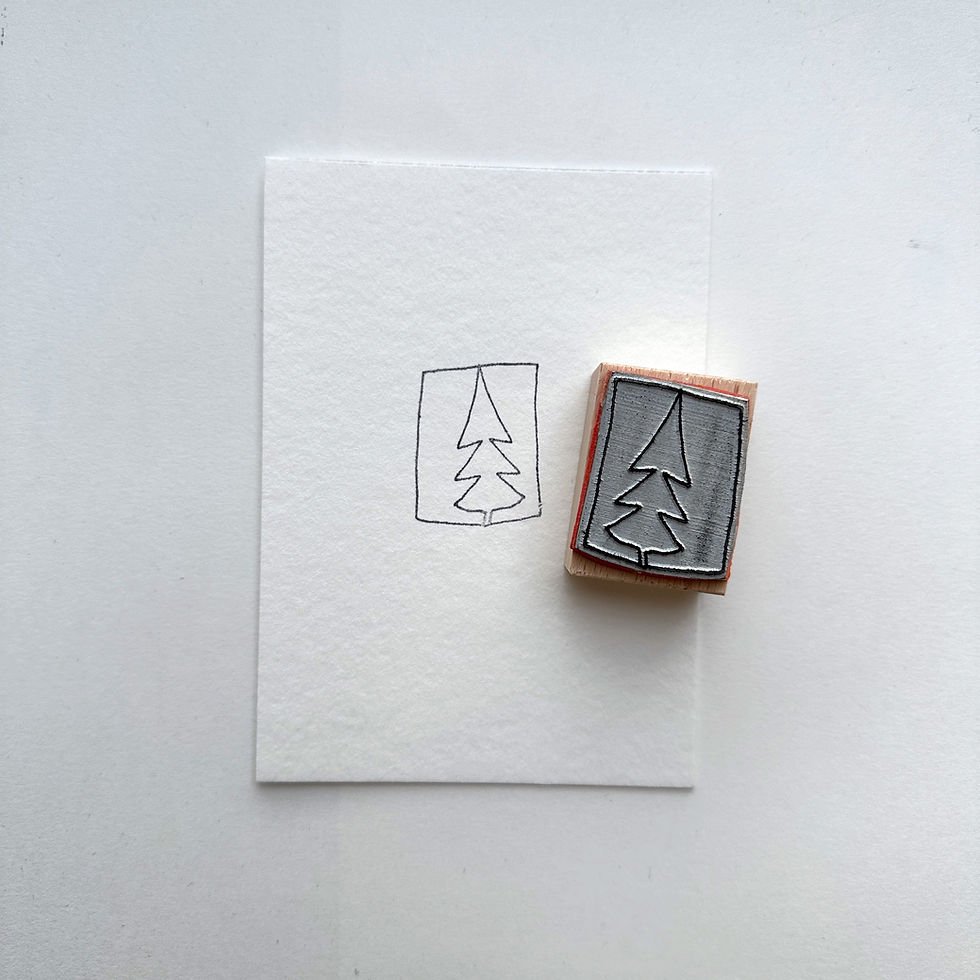 kerst . stempel 'kerstboom in kader'