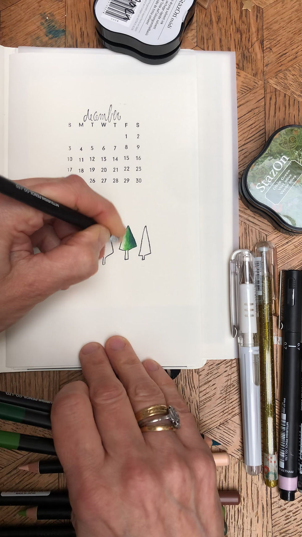 Thumbnail: kerst . stempel 'holle bomen'