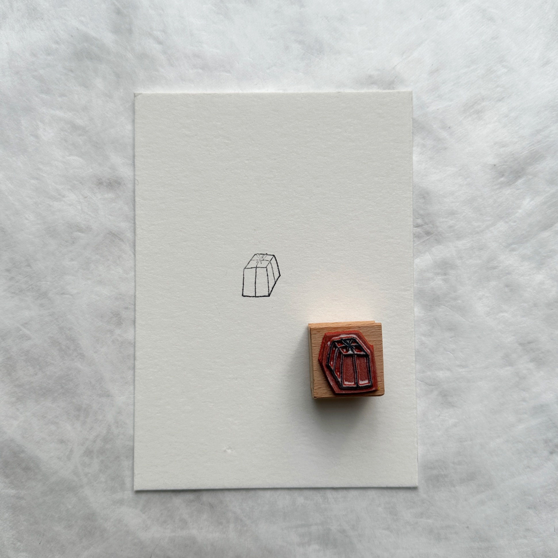 kerst . stempel 'cadeautje hoog'