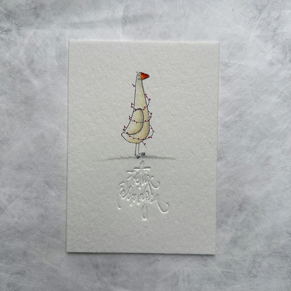 Thumbnail: kerst . wenskaart gans met strik