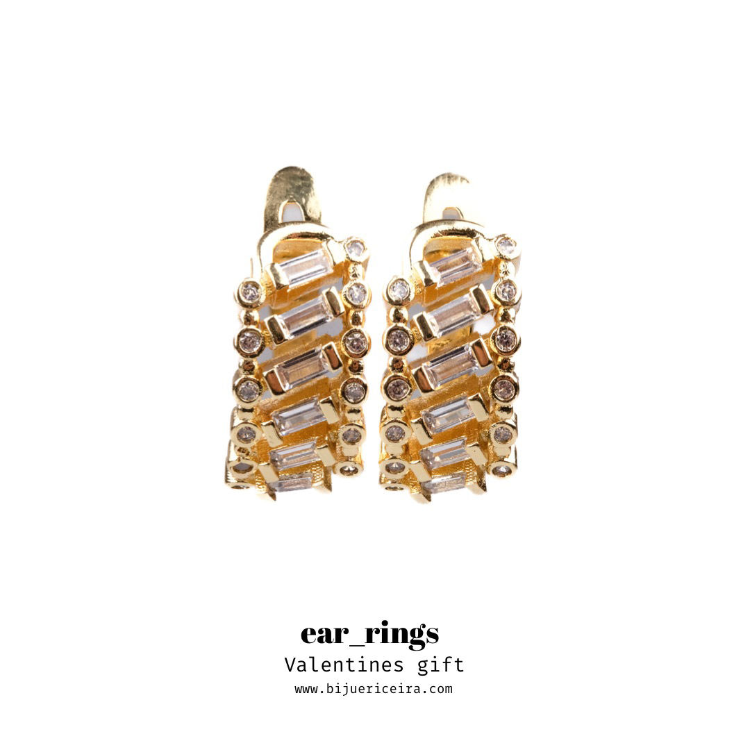 Brincos em Aço com Pedra Brilhantes