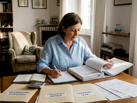 Donna che si occupa della gestione dei documenti per la successione ereditaria