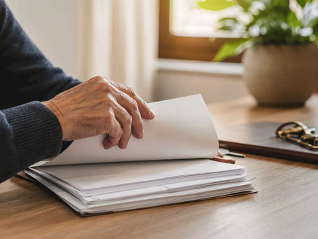 Mani che tengono documenti per la successione immobiliare