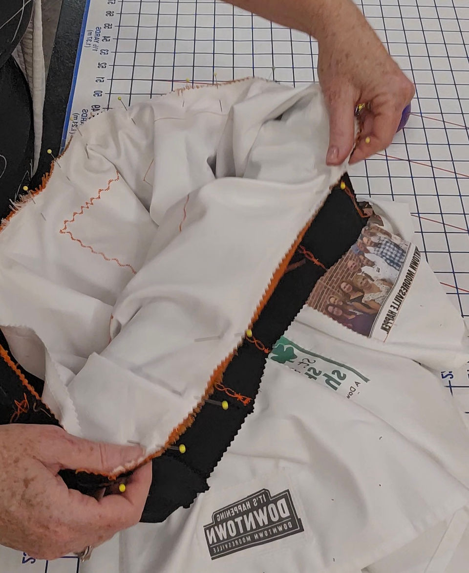sewing the yoke to the skirt