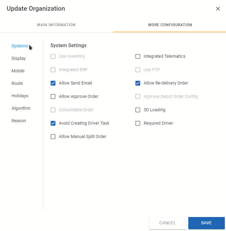 Option to add configuration